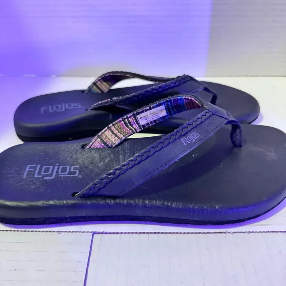 FLOJOS BLACK FLIP FLOPS SZ 7
